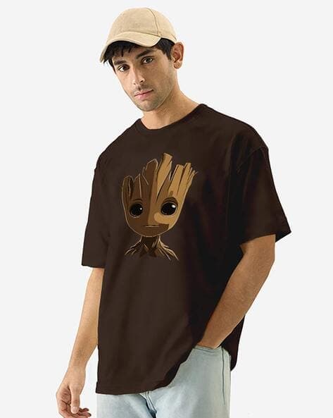 Men Graphic Print Oversized Fit Round-Neck T-Shirt
