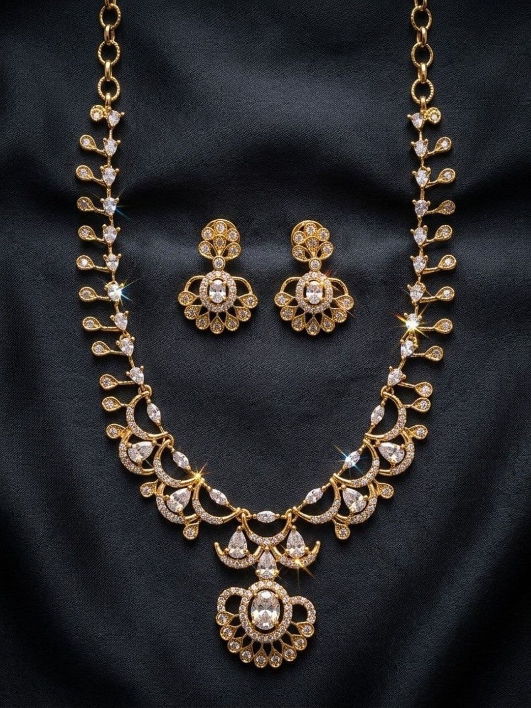 Talish Gold-Plated American Diamond Necklace and Earrings