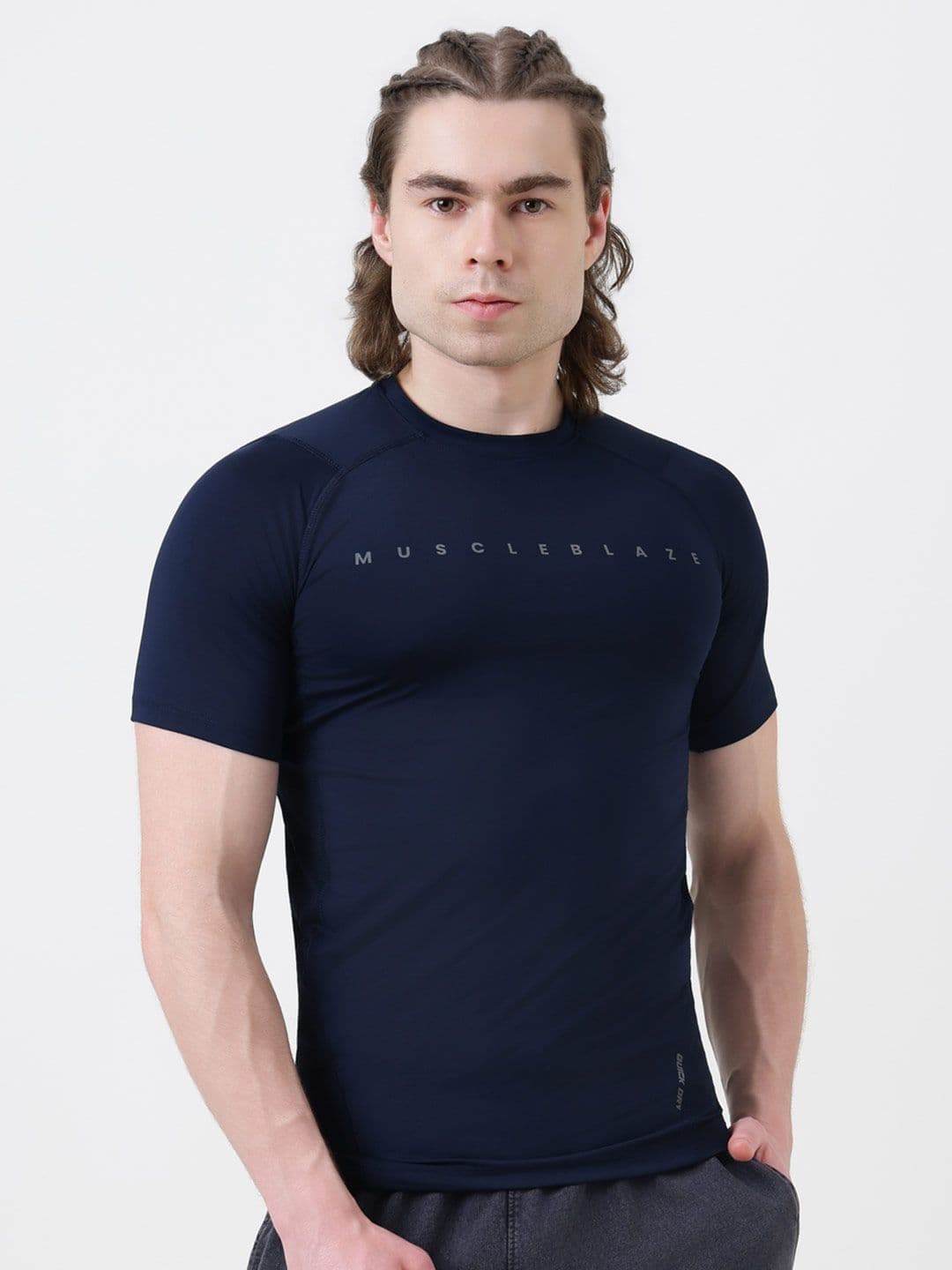 MuscleBlaze Unisex Brand Logo Printed Round Neck Compression T-shirt